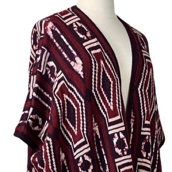 Mossimo Women's Burgundy Pink Geo Open Front Dolman Sleeve Sweater Size L/XL - Picture 6 of 10